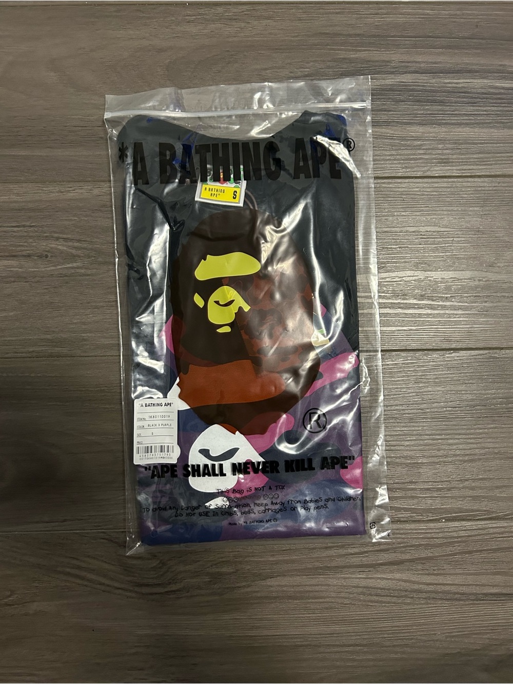BAPE ABC Camo Big Ape Head Black T-Shirt – Purple/Pink - Picture 7 of 7